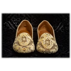 Nicolao Atelier - Velvet Brocade Slipper Shoes - Cream Color Woman - Shoe - Made in Italy - Luxury Exclusive Collection - Avvenice