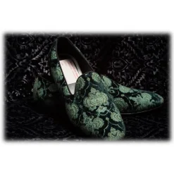 Nicolao Atelier - Velvet Brocade Slipper Shoe - Green Man - Shoe - Made in Italy - Luxury Exclusive Collection - Avvenice