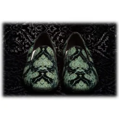 Nicolao Atelier - Velvet Brocade Slipper Shoe - Green Man - Shoe - Made in Italy - Luxury Exclusive Collection - Avvenice