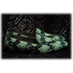 Nicolao Atelier - Velvet Brocade Slipper Shoe - Green Man - Shoe - Made in Italy - Luxury Exclusive Collection - Avvenice