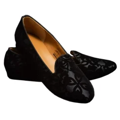 Nicolao Atelier - Velvet Brocade Slipper Shoe - Black with Pattern Woman - Shoe - Made in Italy - Luxury Exclusive Collection - Avvenice