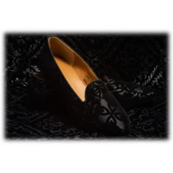 Nicolao Atelier - Velvet Brocade Slipper Shoe - Black with Pattern Woman - Shoe - Made in Italy - Luxury Exclusive Collection - Avvenice