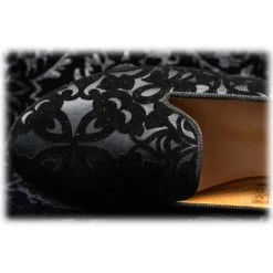 Nicolao Atelier - Velvet Brocade Slipper Shoe - Black with Pattern Woman - Shoe - Made in Italy - Luxury Exclusive Collection - Avvenice