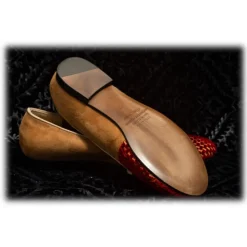 Nicolao Atelier - Velvet Slipper Sock - Red Color with Check Pattern Woman - Shoe - Made in Italy - Luxury Exclusive Collection - Avvenice