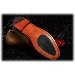 Nicolao Atelier - Velvet Slipper Sock - Red Color with Check Pattern Man - Shoe - Made in Italy - Luxury Exclusive Collection - Avvenice