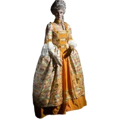 Nicolao Atelier - Woman Dress in Liseré Flowered - Historical Costume - 1700 - Made in Italy - Luxury Exclusive Collection - Avvenice