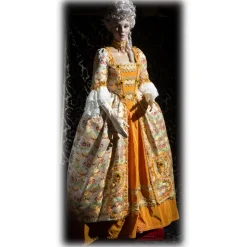 Nicolao Atelier - Woman Dress in Liseré Flowered - Historical Costume - 1700 - Made in Italy - Luxury Exclusive Collection - Avvenice