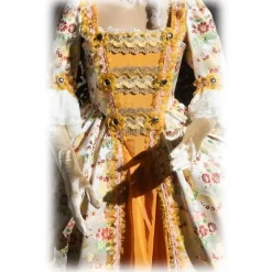 Nicolao Atelier - Woman Dress in Liseré Flowered - Historical Costume - 1700 - Made in Italy - Luxury Exclusive Collection - Avvenice