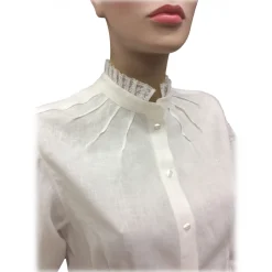 Nicolao Atelier - Women's Shirt Pattern of Late 19th Century Inspiration - Shirt - Made in Italy - Luxury Exclusive Collection - Avvenice