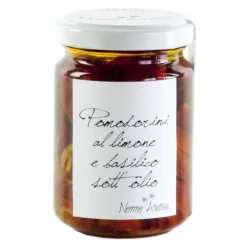 Nonno Andrea - Cherry Tomatoes with Lemon and Basil in Oil - Marinated Vegetables Organic - 140 g - Avvenice