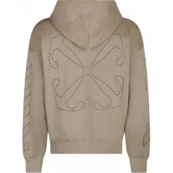 Off-White - Beige and Black Cotton Stitch Skate Hoodie - Exclusive Luxury Collection - Avvenice