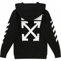 Off-White - Black and White Cotton Logo Print Hoodie - Exclusive Luxury Collection - Avvenice