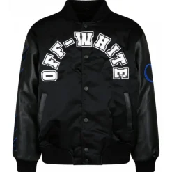 Off-White - Black Baseball Over Varsity Jacket - Exclusive Luxury Collection - Avvenice