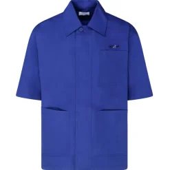 Off-White - Cobalt Blue Cotton Embroidered Logo Shirt - Exclusive Luxury Collection - Avvenice