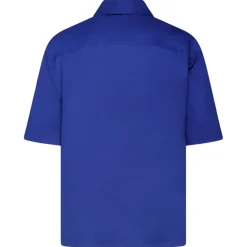 Off-White - Cobalt Blue Cotton Embroidered Logo Shirt - Exclusive Luxury Collection - Avvenice