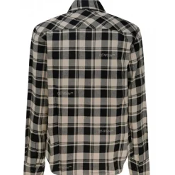Off-White - Light Beige and Black Cotton Check Print Flannel Shirt - Exclusive Luxury Collection - Avvenice