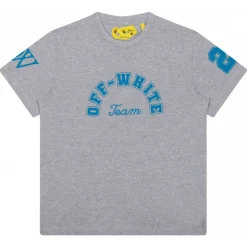Off-White - Melange Grey and Blue T-Shirt - Exclusive Luxury Collection - Avvenice