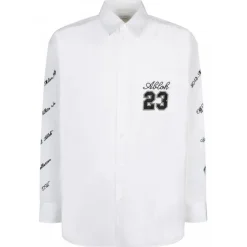 Off-White - White and Black Logo Embroidered Shirt - Exclusive Luxury Collection - Avvenice