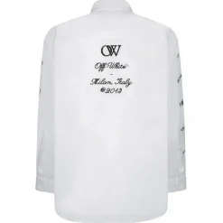 Off-White - White and Black Logo Embroidered Shirt - Exclusive Luxury Collection - Avvenice
