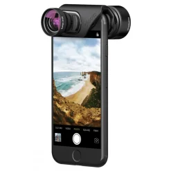 olloclip - Vista Lens Set - Black Lens / Black Clip - iPhone 8 / 7 / 8 Plus / 7 Plus - Telephoto and Super-Wide - Lens Set - Avvenice