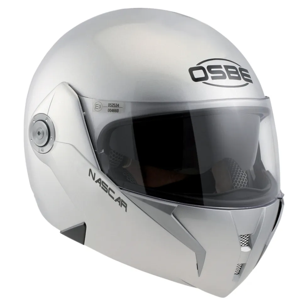Osbe Italy - Nascar Silver - Motorcycle Helmet - High Quality - Made in Italy - Avvenice