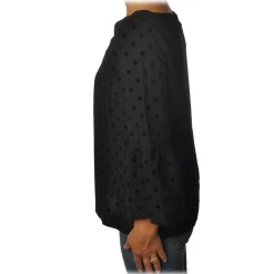 Ottod'Ame - Blouse with Velvet Polka Dot - Black - Shirt - Luxury Exclusive Collection - Avvenice