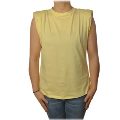 Ottod'Ame - Cotton T-Shirt with Shoulder Straps - Yellow - T-Shirt - Luxury Exclusive Collection - Avvenice