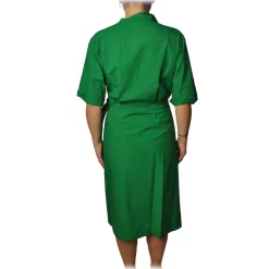 Ottod'Ame - Dress With V Collar - Green - Dresses - Luxury Exclusive Collection - Avvenice