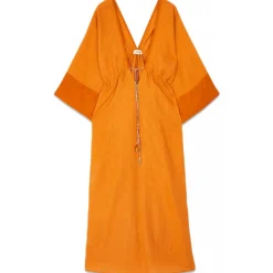 Ottod'Ame - Empire Fit Linen Dress - Orange - Dresses - Luxury Exclusive Collection - Avvenice