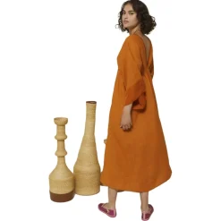 Ottod'Ame - Empire Fit Linen Dress - Orange - Dresses - Luxury Exclusive Collection - Avvenice