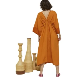 Ottod'Ame - Empire Fit Linen Dress - Orange - Dresses - Luxury Exclusive Collection - Avvenice