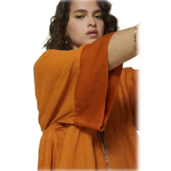 Ottod'Ame - Empire Fit Linen Dress - Orange - Dresses - Luxury Exclusive Collection - Avvenice