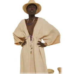 Ottod'Ame - Empire Fit Linen Dress - Nude - Dresses - Luxury Exclusive Collection - Avvenice