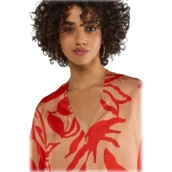 Ottod'Ame - Floral Patterned Viscose Shirt - Beige/Red - Shirt - Luxury Exclusive Collection - Avvenice