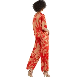 Ottod'Ame - Floral Patterned Viscose Trousers - Beige/Red - Trousers - Luxury Exclusive Collection - Avvenice