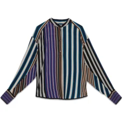 Ottod'Ame - Korean Collar Shirt in Striped Pattern - Multicolour - Shirt - Luxury Exclusive Collection - Avvenice