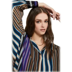 Ottod'Ame - Korean Collar Shirt in Striped Pattern - Multicolour - Shirt - Luxury Exclusive Collection - Avvenice