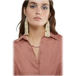 Ottod'Ame - Linen Oversized Shirt - Salmon Pink - Shirt - Luxury Exclusive Collection - Avvenice