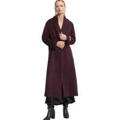Ottod'Ame - Long Coat with Faux Leather Belt - Bordeaux - Jacket - Luxury Exclusive Collection - Avvenice