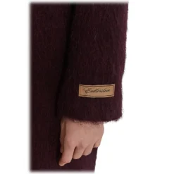 Ottod'Ame - Long Coat with Faux Leather Belt - Bordeaux - Jacket - Luxury Exclusive Collection - Avvenice