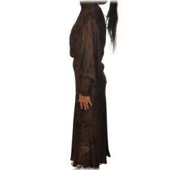 Ottod'Ame - Long Dress in Animalier Pattern - Brown - Dresses - Luxury Exclusive Collection - Avvenice