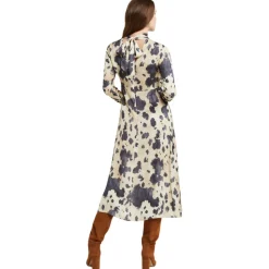 Ottod'Ame - Long Dress in Abstract Fantasy - White/Grey - Dresses - Luxury Exclusive Collection - Avvenice