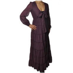 Ottod'Ame - Long Dress with Flounces - Purple - Dresses - Luxury Exclusive Collection - Avvenice