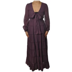 Ottod'Ame - Long Dress with Flounces - Purple - Dresses - Luxury Exclusive Collection - Avvenice