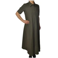 Ottod'Ame - Long Dress with Buttons - Military Green - Dresses - Luxury Exclusive Collection - Avvenice