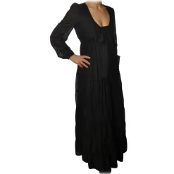 Ottod'Ame - Long Dress with Flounces - Black - Dresses - Luxury Exclusive Collection - Avvenice