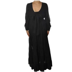 Ottod'Ame - Long Dress with Flounces - Black - Dresses - Luxury Exclusive Collection - Avvenice