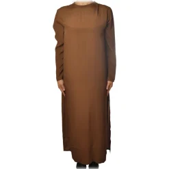 Ottod'Ame - Long Straight Dress - Tobacco - Dresses - Luxury Exclusive Collection - Avvenice