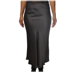 Ottod'Ame - Midi Skirt Satin Effect - Smoke - Skirt - Luxury Exclusive Collection - Avvenice