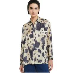 Ottod'Ame - Oversized Shirt in Abstract Pattern - White/Grey - Shirt - Luxury Exclusive Collection - Avvenice